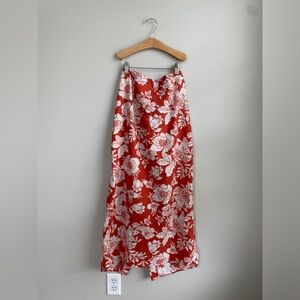 Fall Orange Floral Maxi Skirt